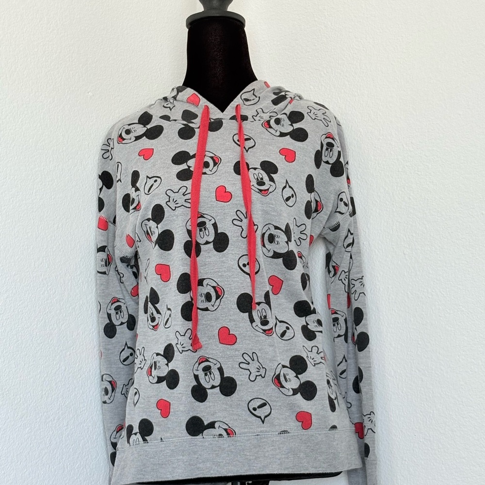 Disney Gray and Red Mickey Mouse Sweater with Playful Design